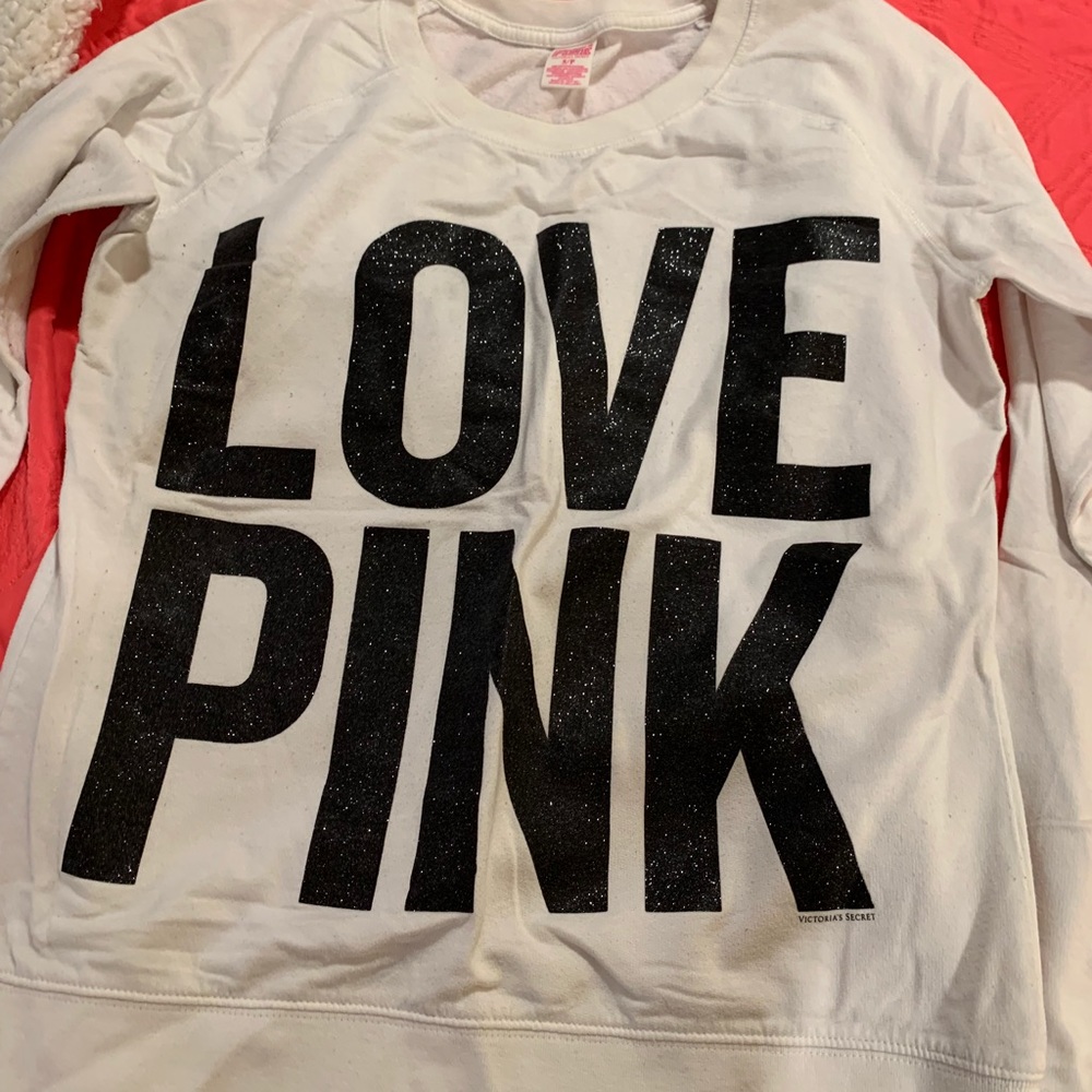 Love pink crew neck sweatshirt
